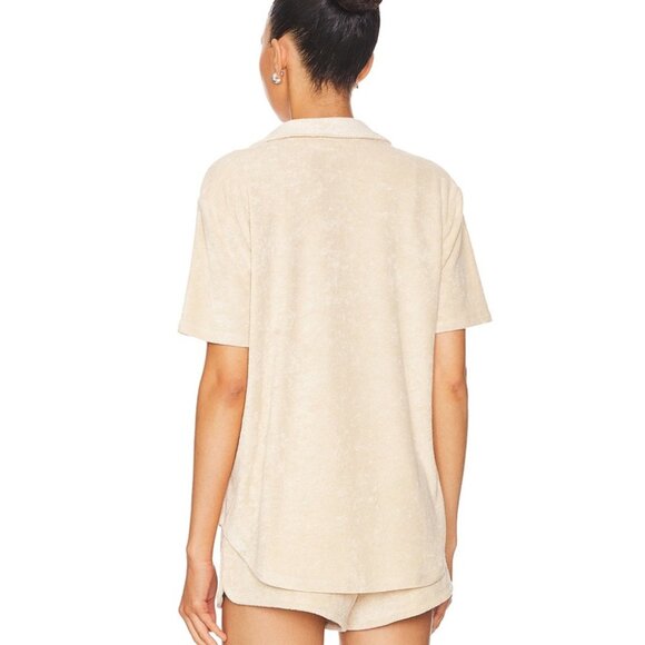 Lovers + Friends Kaia Cream Terry Cloth Button Front Top - Picture 3 of 9